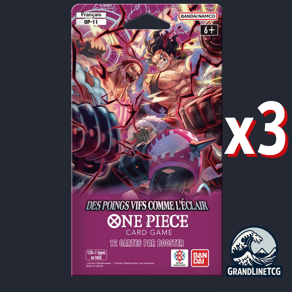LOT 3 BOOSTER BLISTER ONE PIECE OP11 - Des poings vifs comme l'éclair (FR)